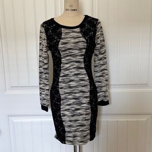 Three Hearts Monochrome Long Sleeve Dress